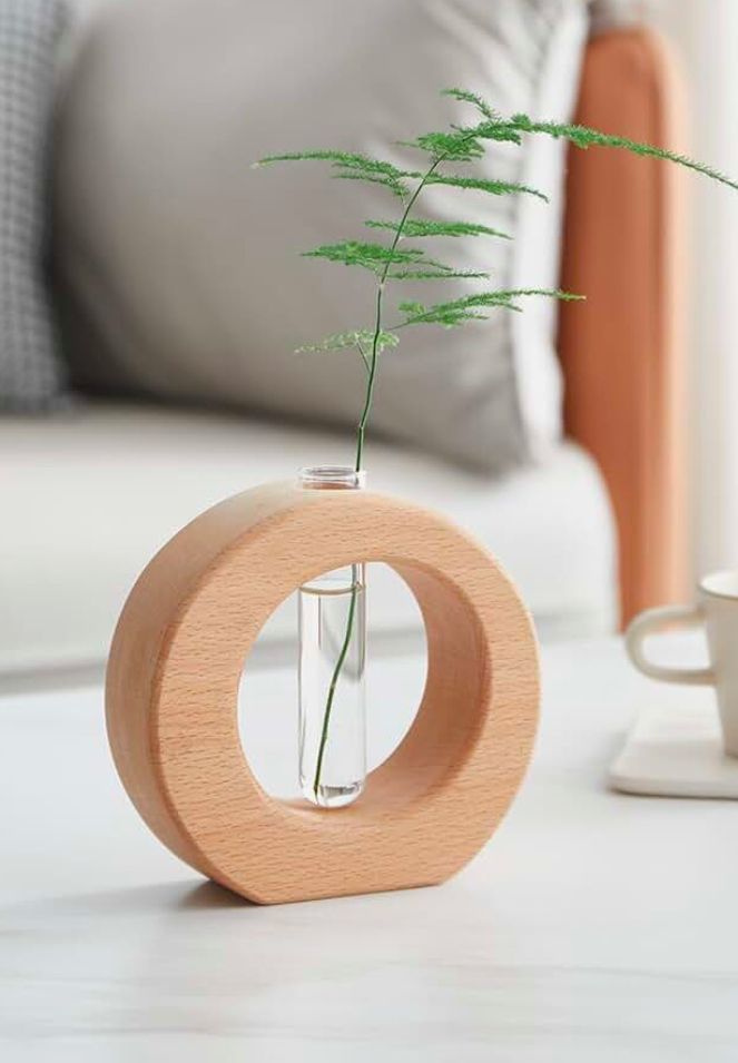Round Wood Ring Bud Vase