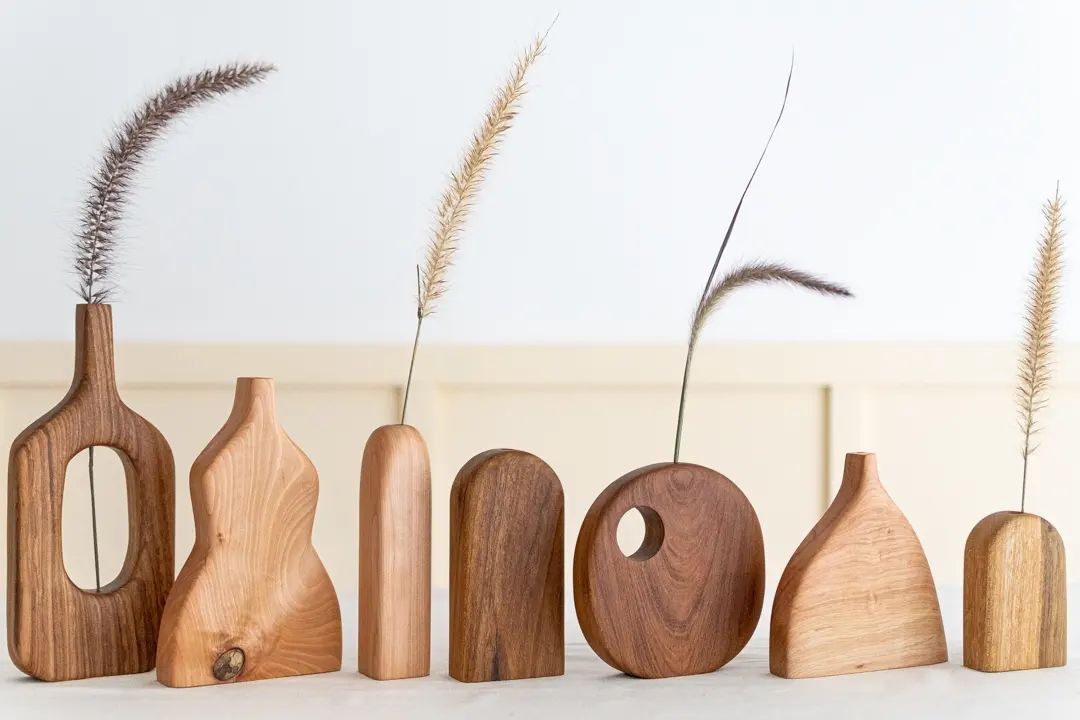 Wooden Bud Vase Set